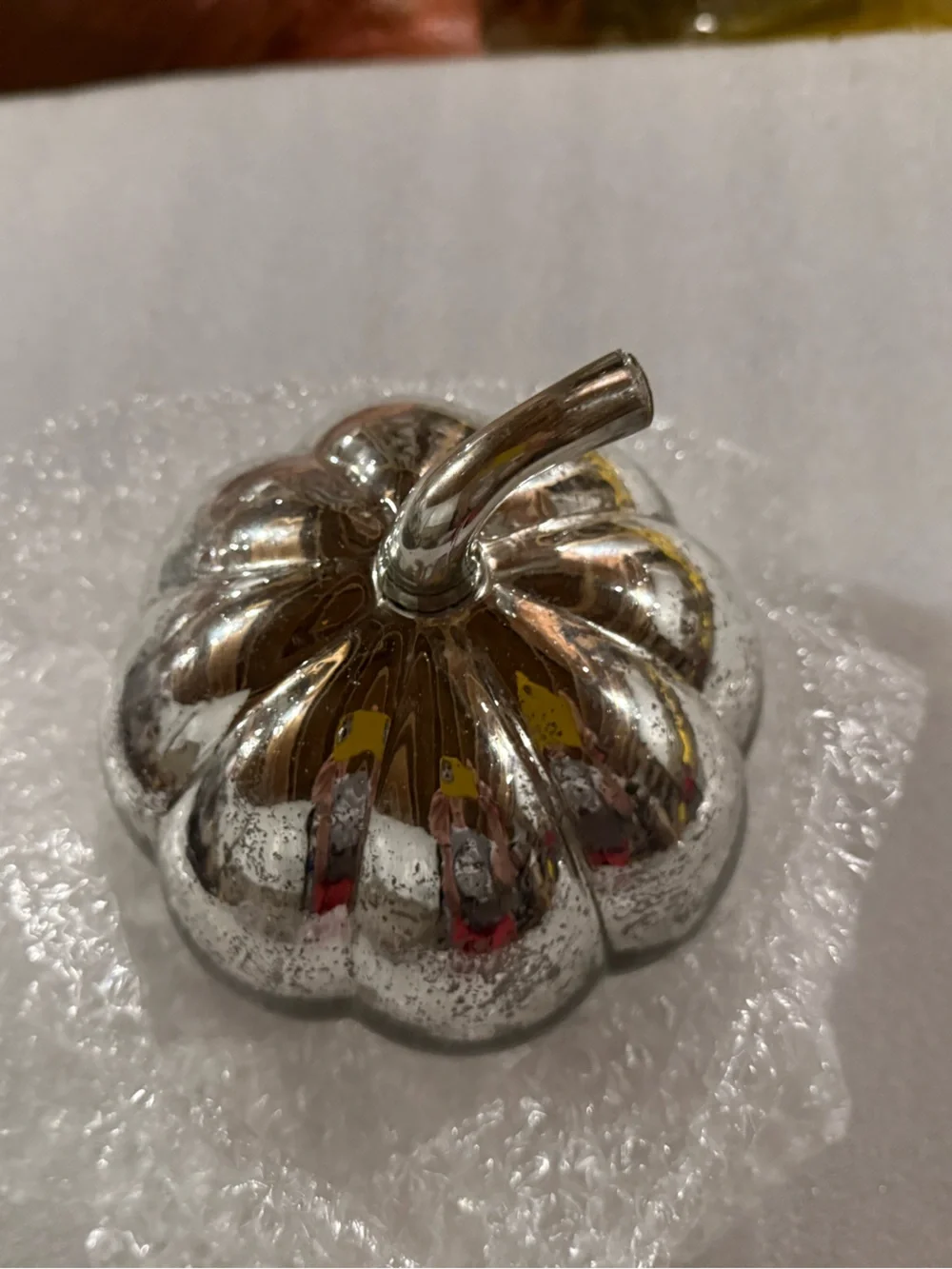 New Pottery Barn Silver Antique Mercury Glass Pumpkin Luminary, Small